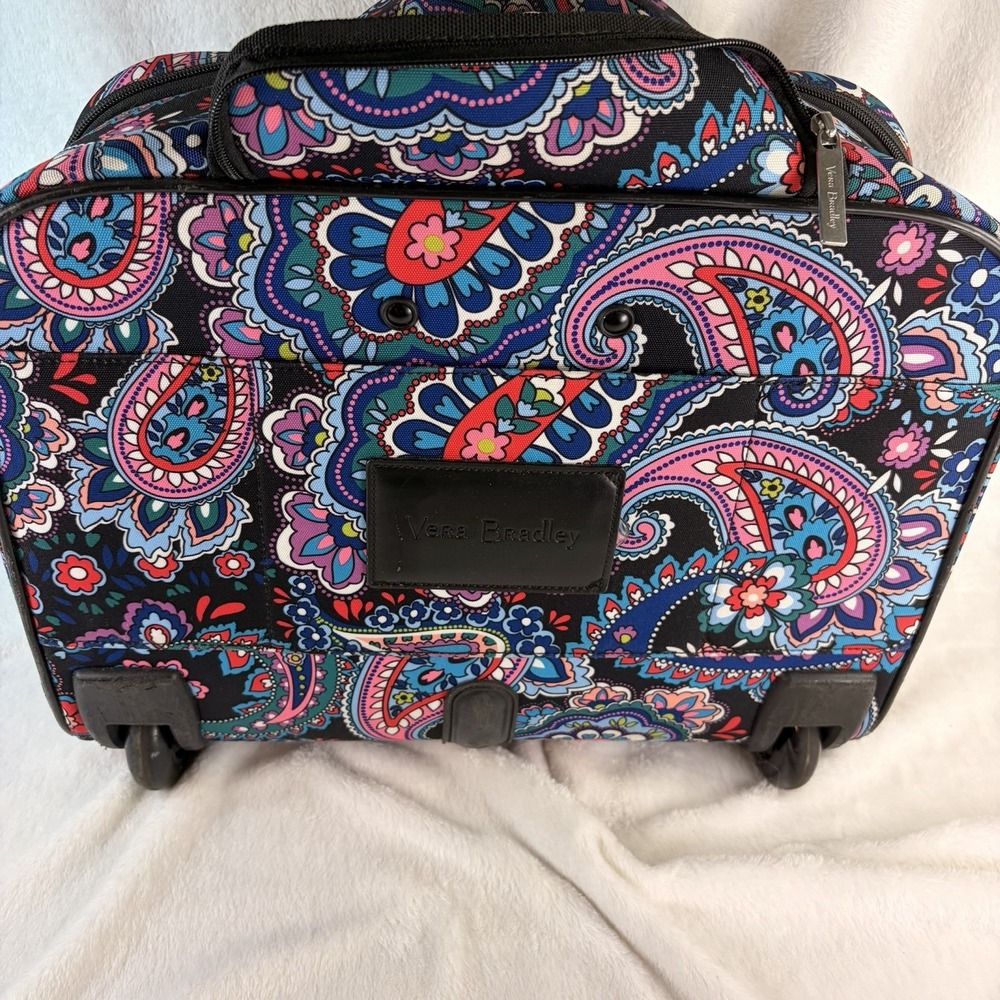 Vera Bradley Softside Underseat Rolling Work Bag Haymarket Paisley Briefcase GUC - Picture 8 of 15